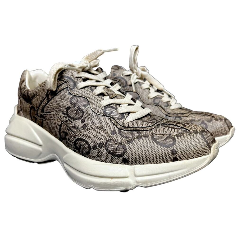 Gucci Rhyton GG Sneakers Men's Beige All Over Logo US 8 $1,190 Retail